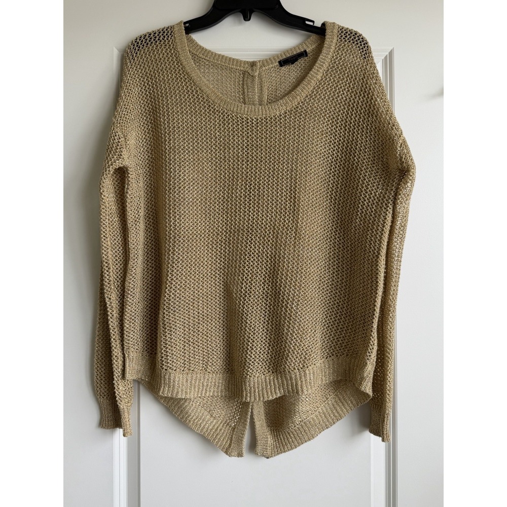 Pearl Women's Gold Relaxed Airy Knit Top Size Large